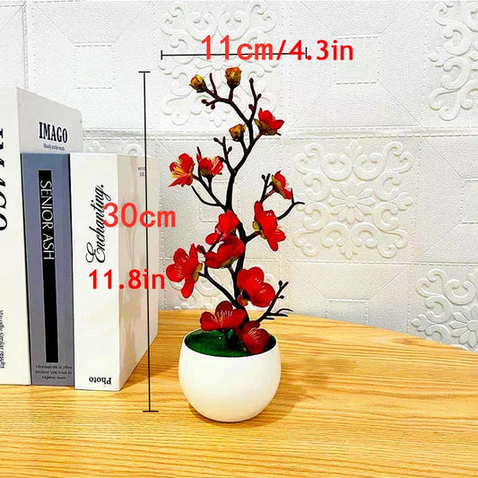 Artificial Plum Flower Pot Plant