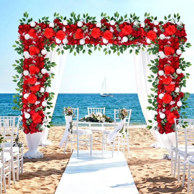 Artificial Flower Row Wedding Table Centerpiece