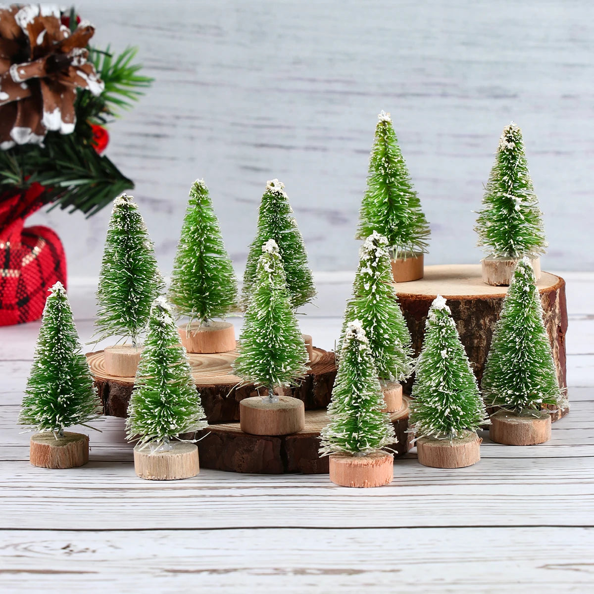 Artificial Mini Wooden Christmas Trees